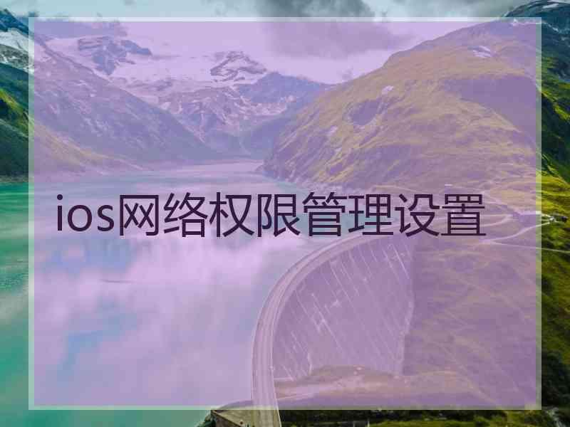 ios网络权限管理设置