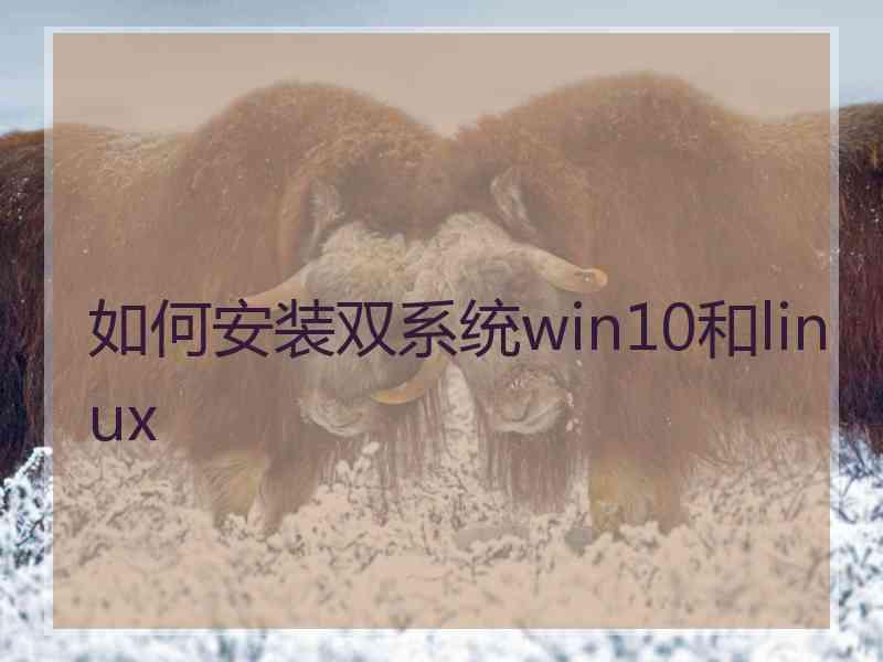如何安装双系统win10和linux