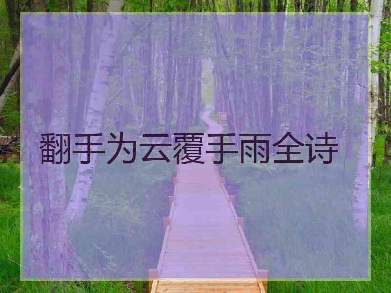 翻手为云覆手雨全诗