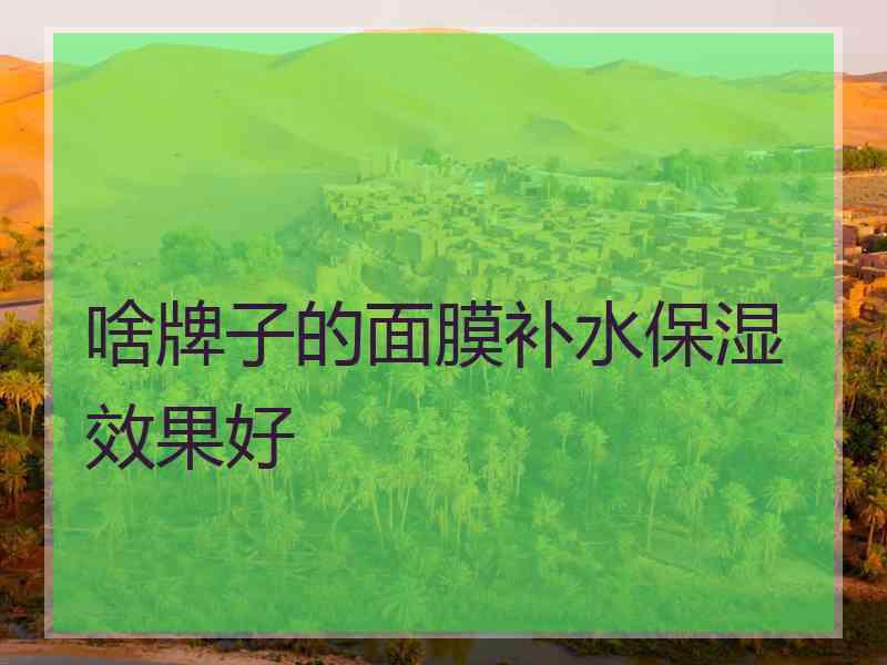 啥牌子的面膜补水保湿效果好