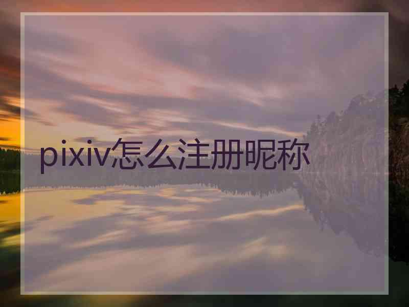 pixiv怎么注册昵称