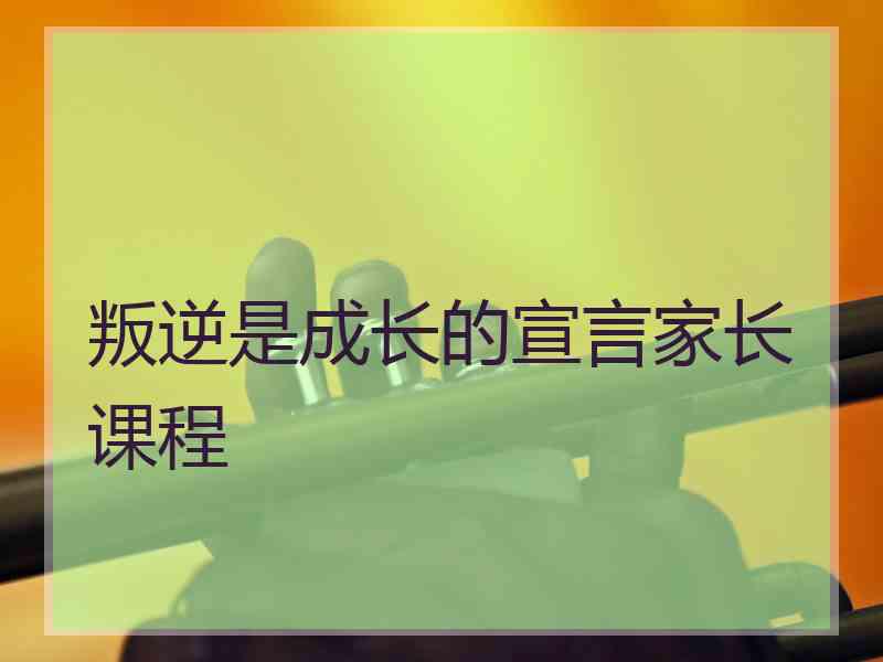 叛逆是成长的宣言家长课程